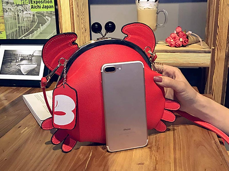 QZUnique Crab Shape Handbag Novelty Animal Shaped Purse Crossbody Bag Detachable Shoulder Bag for Women Girl - Image 3